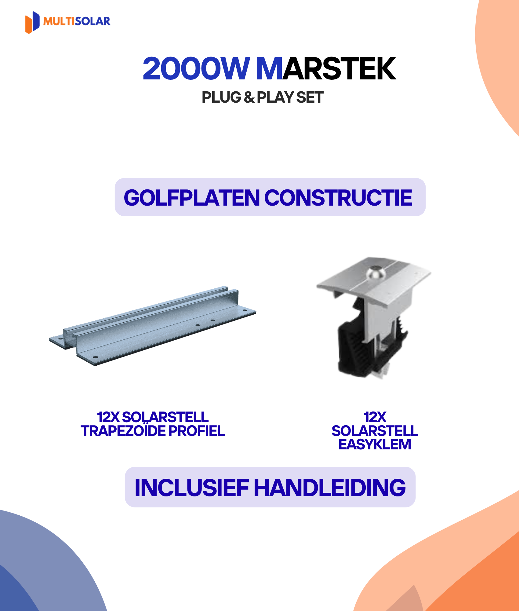 2000W Plug en Play Zonnepaneel Pakket – 4 Panelen | Marstek 2000W Micro-Omvormer | Doe-het-Zelf Stopcontact