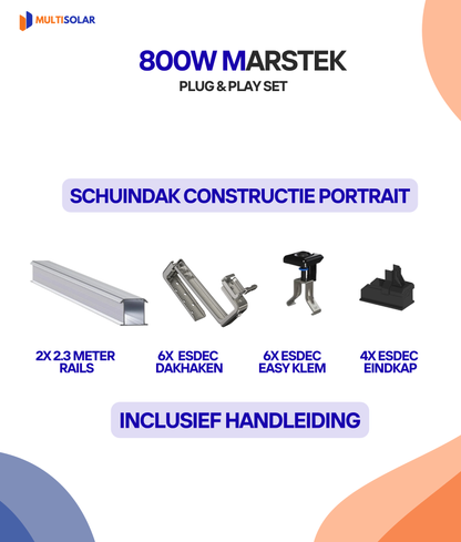 800W Marstek zonnepaneelpakket, onderdelen schuindakconstructie portrait