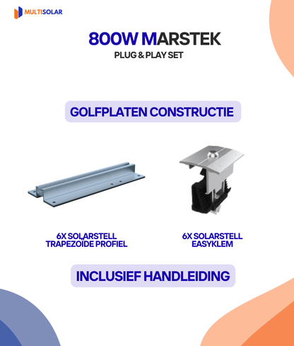 800W Marstek zonnepaneelpakket, onderdelen golfplatenconstructie
