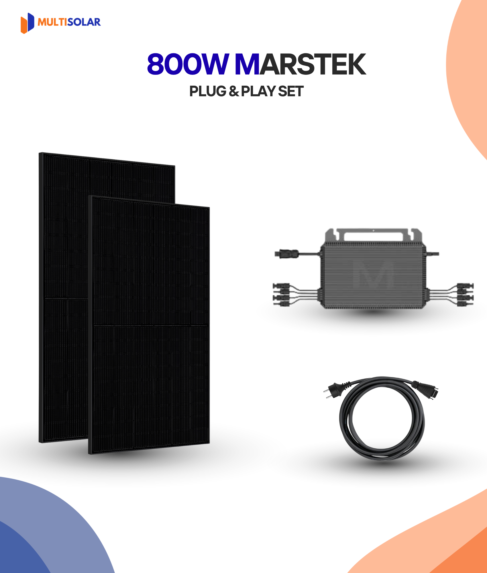 Système de panneaux solaires Growatt Plug &amp; Play – 2 panneaux (micro-onduleur, câblage et panneaux inclus)