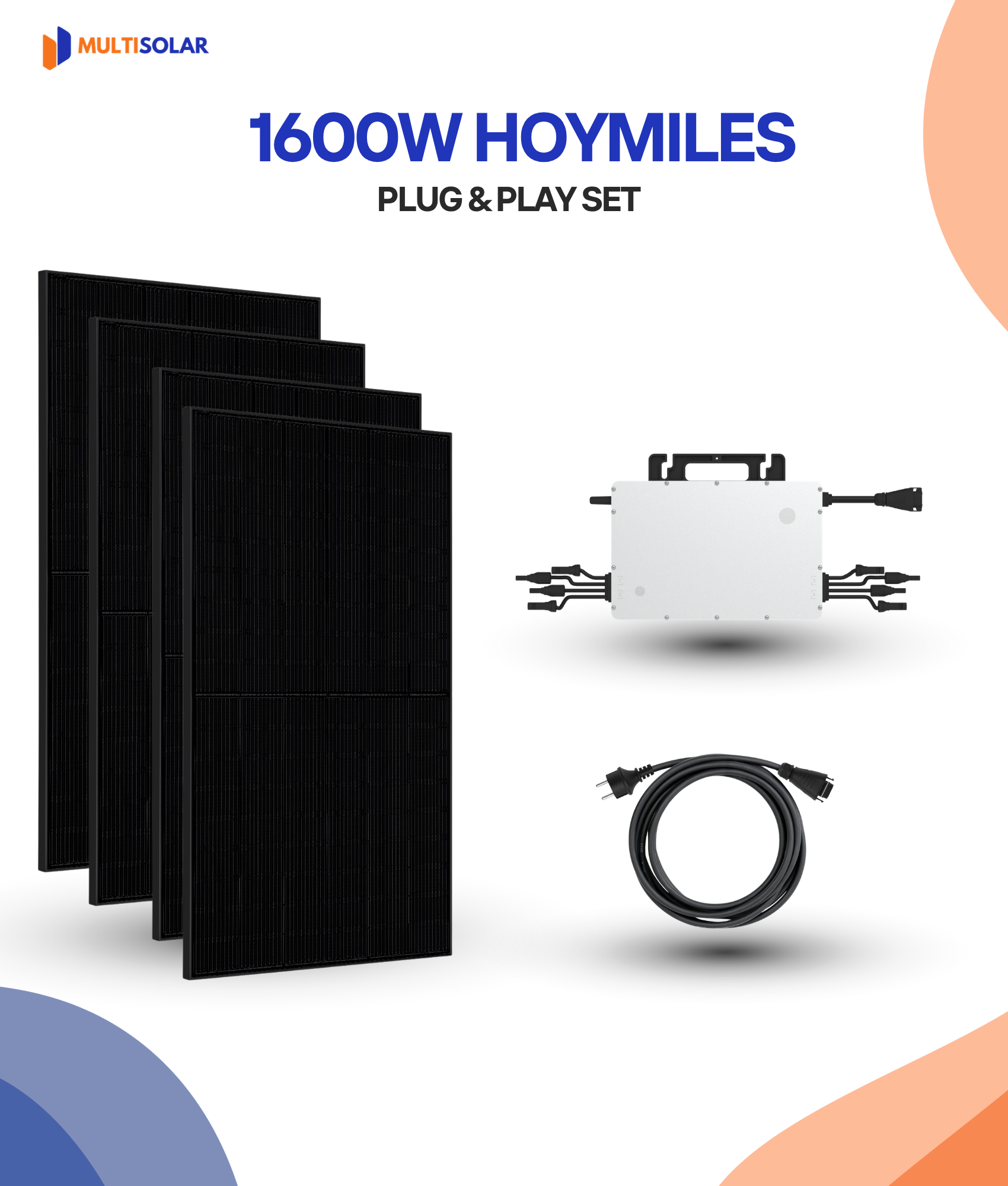 Système de panneaux solaires Hoymiles Plug &amp; Play – 4 panneaux (micro-onduleur, câblage et sous-structure inclus)
