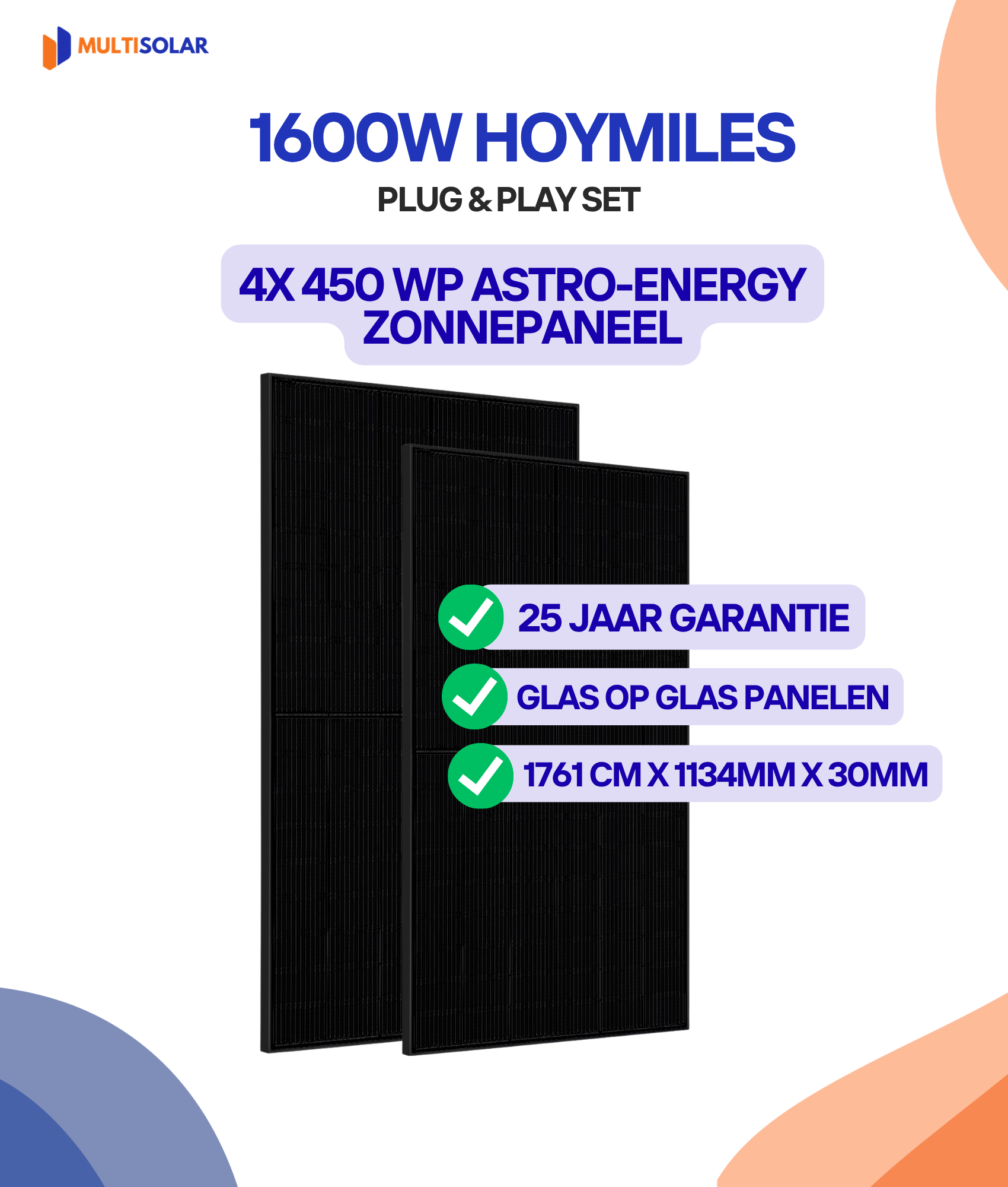 Système de panneaux solaires Hoymiles Plug &amp; Play – 4 panneaux (micro-onduleur, câblage et sous-structure inclus)