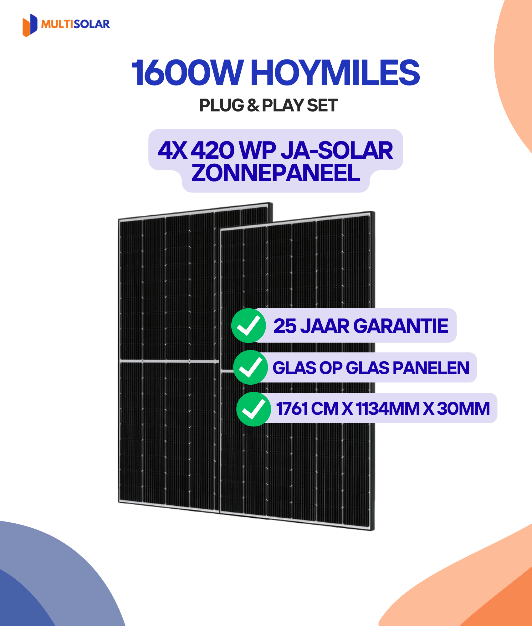 Système de panneaux solaires Hoymiles Plug &amp; Play – 4 panneaux (micro-onduleur, câblage et sous-structure inclus)