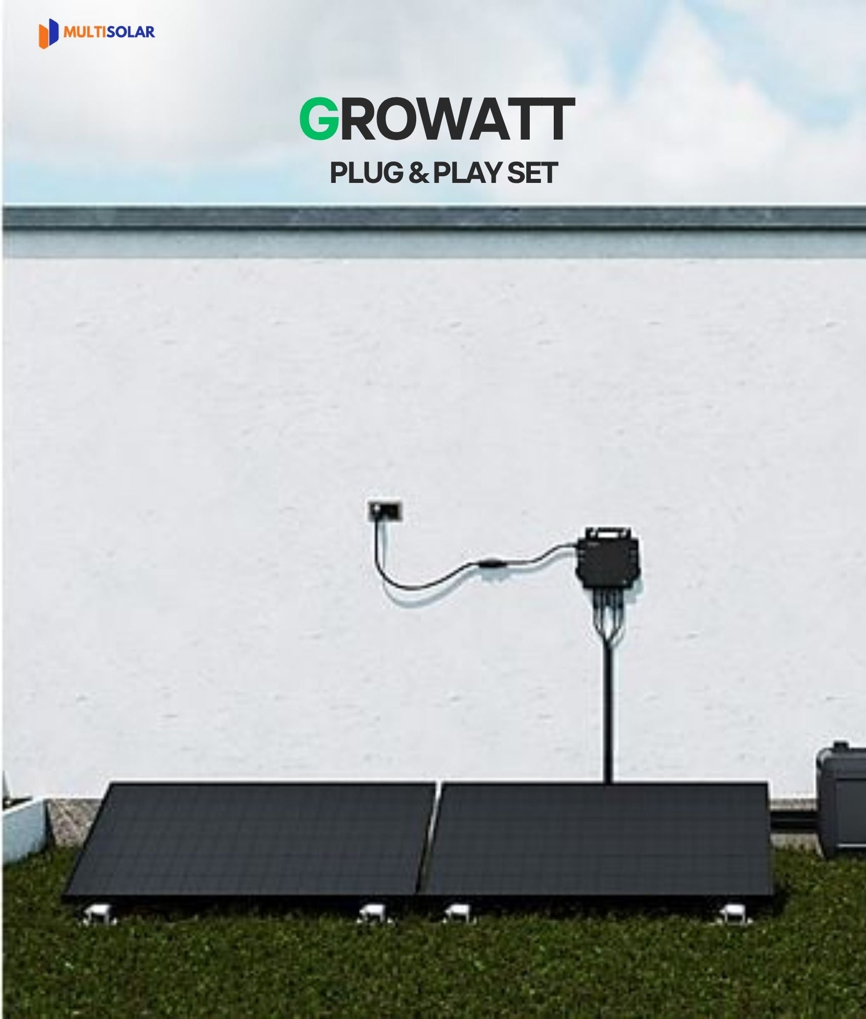 Système de panneaux solaires Growatt Plug &amp; Play – 2 panneaux (micro-onduleur, câblage et panneaux inclus)