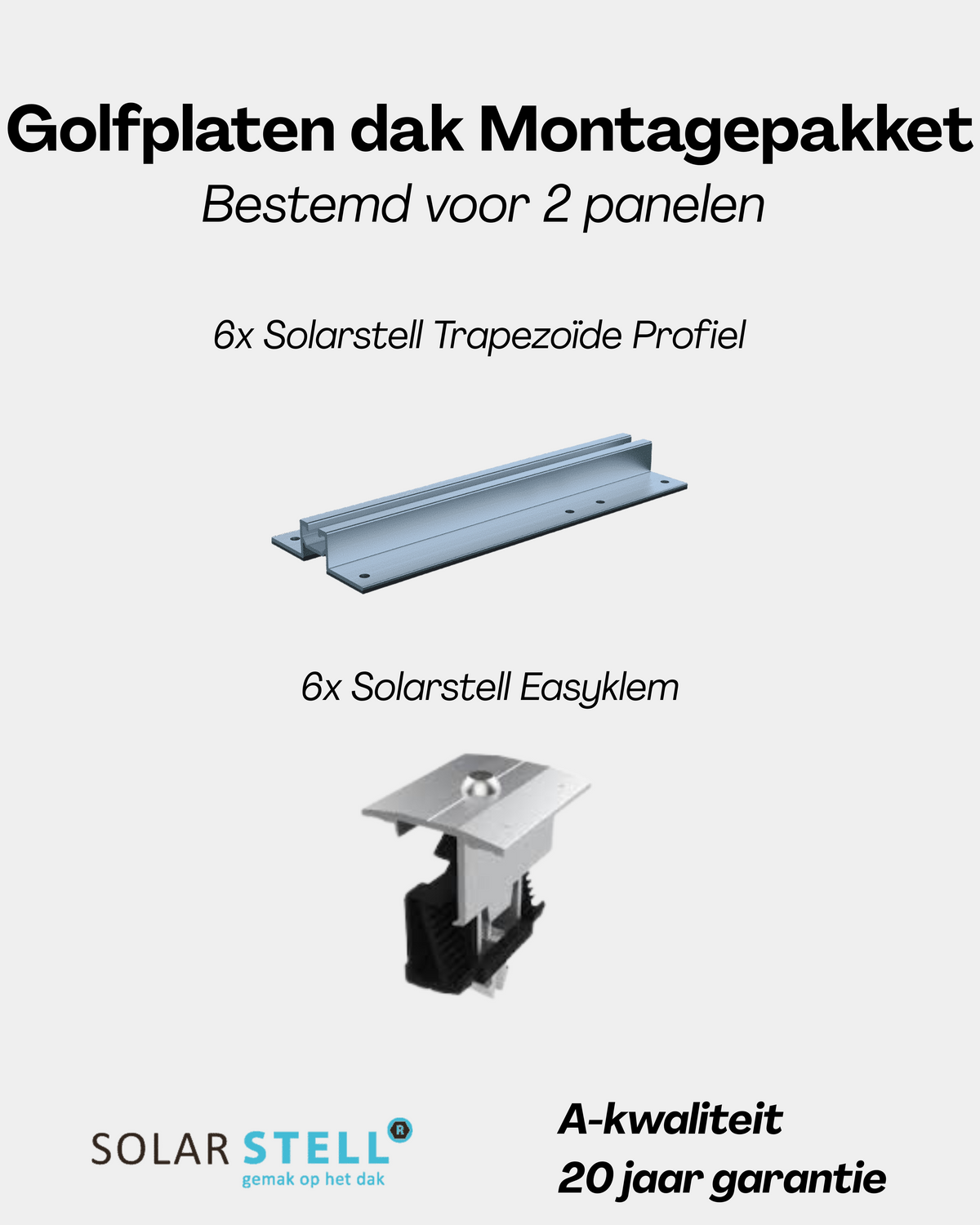 Solarstell golfplaten dak montagepakket voor 2 panelen