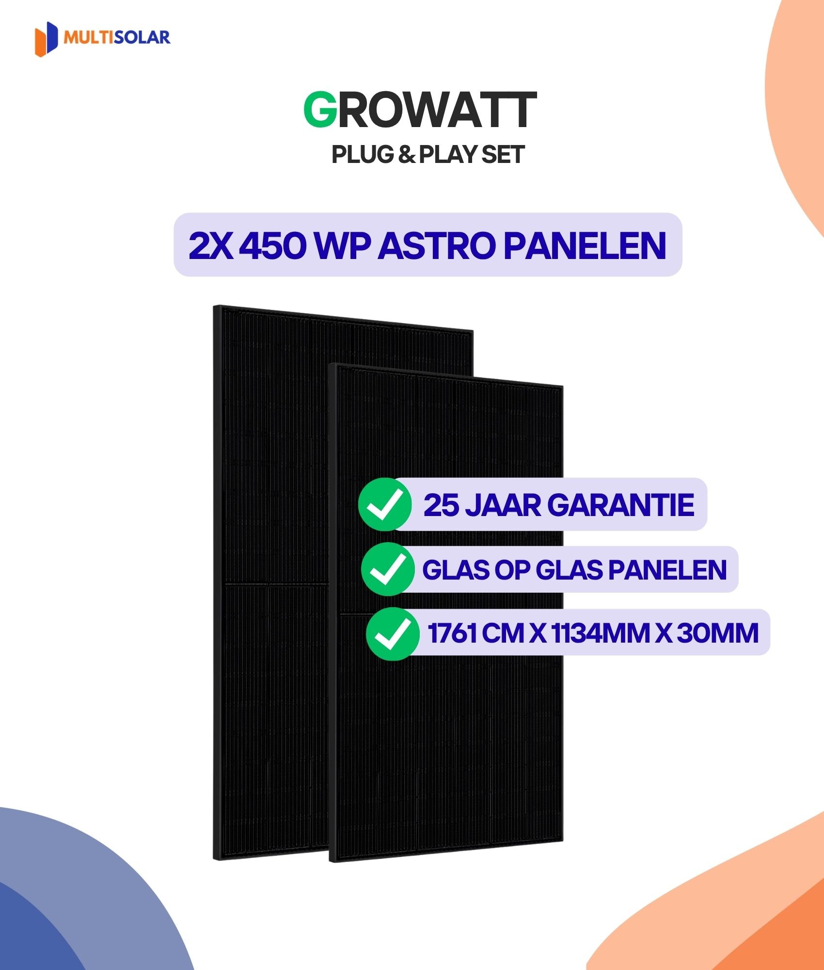 Système de panneaux solaires Growatt Plug &amp; Play – 2 panneaux (micro-onduleur, câblage et panneaux inclus)