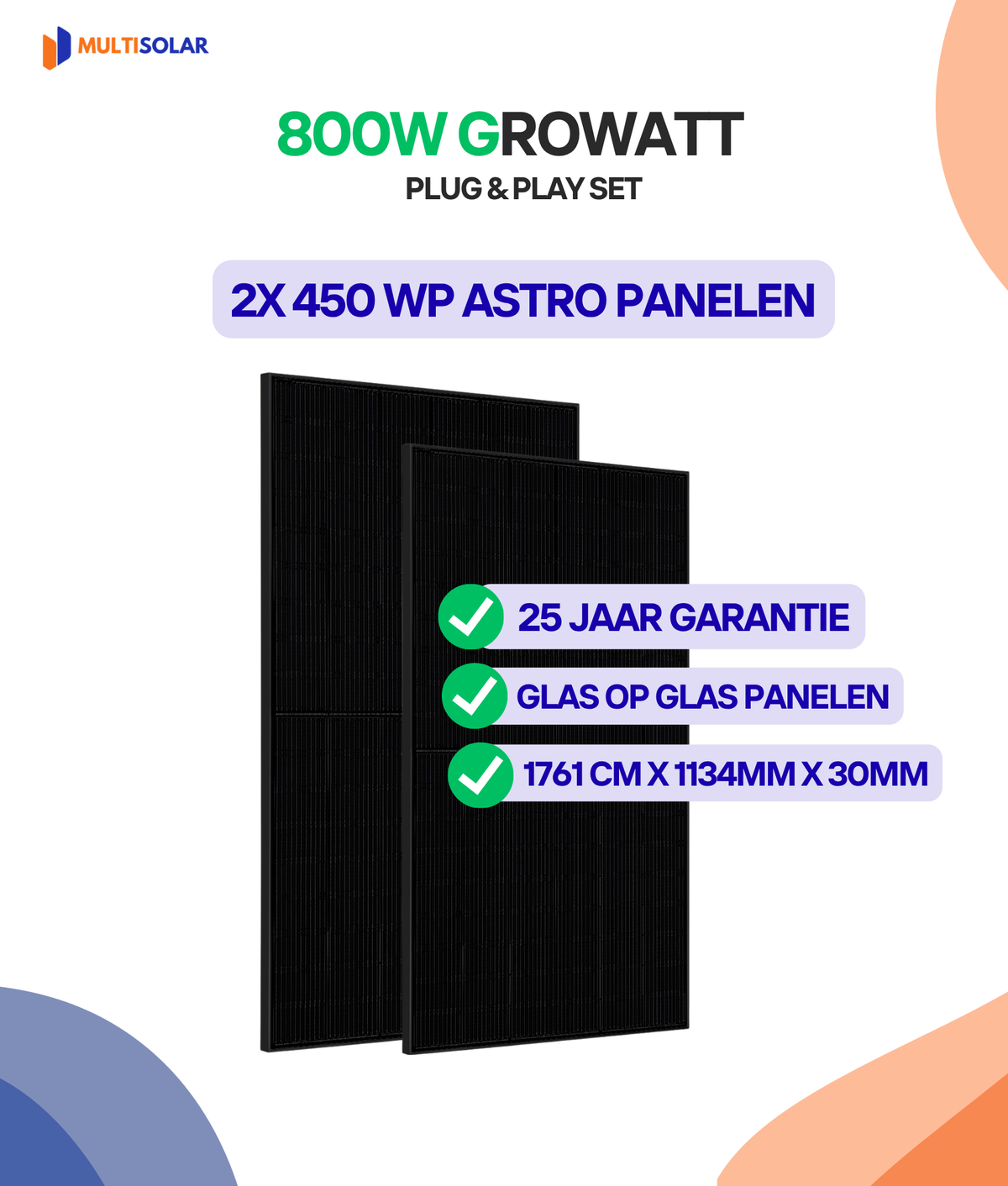 Système de panneaux solaires Growatt Plug &amp; Play – 2 panneaux (micro-onduleur, câblage et panneaux inclus)