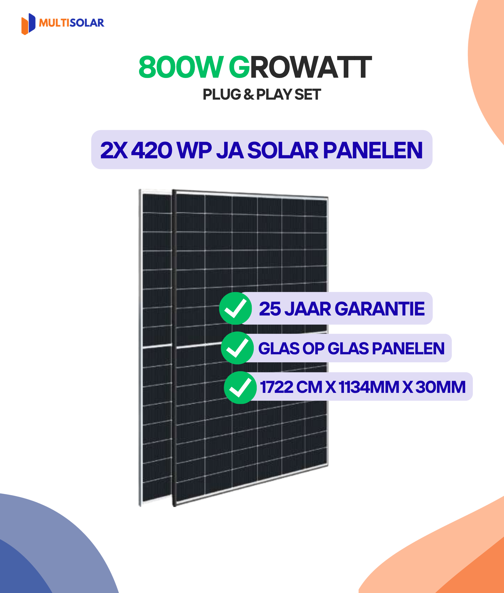 Système de panneaux solaires Growatt Plug &amp; Play – 2 panneaux (micro-onduleur, câblage et panneaux inclus)