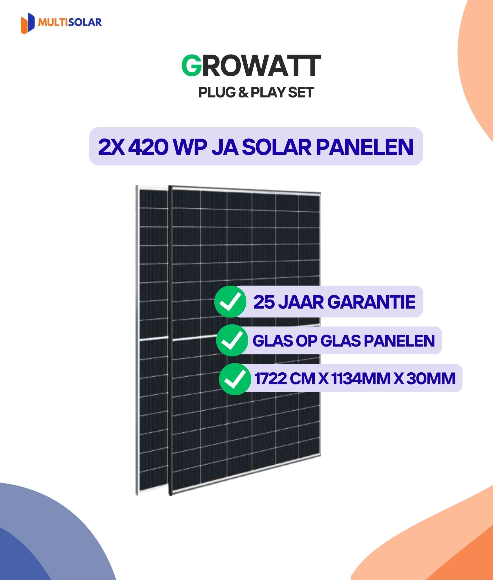 Système de panneaux solaires Growatt Plug &amp; Play – 2 panneaux (micro-onduleur, câblage et panneaux inclus)