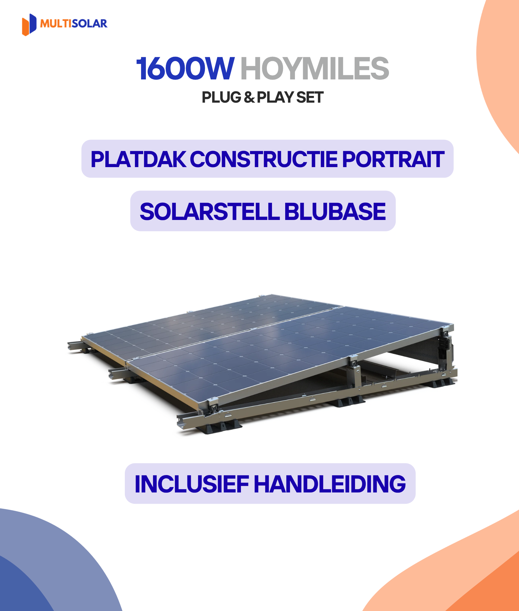 Système de panneaux solaires Hoymiles Plug &amp; Play – 4 panneaux (micro-onduleur, câblage et sous-structure inclus)