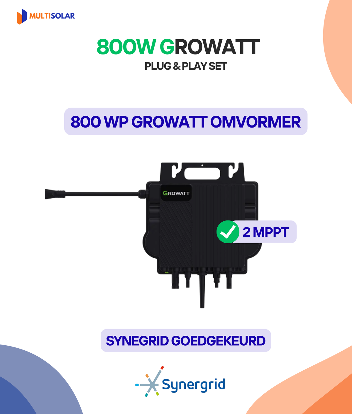 Système de panneaux solaires Growatt Plug &amp; Play – 2 panneaux (micro-onduleur, câblage et panneaux inclus)