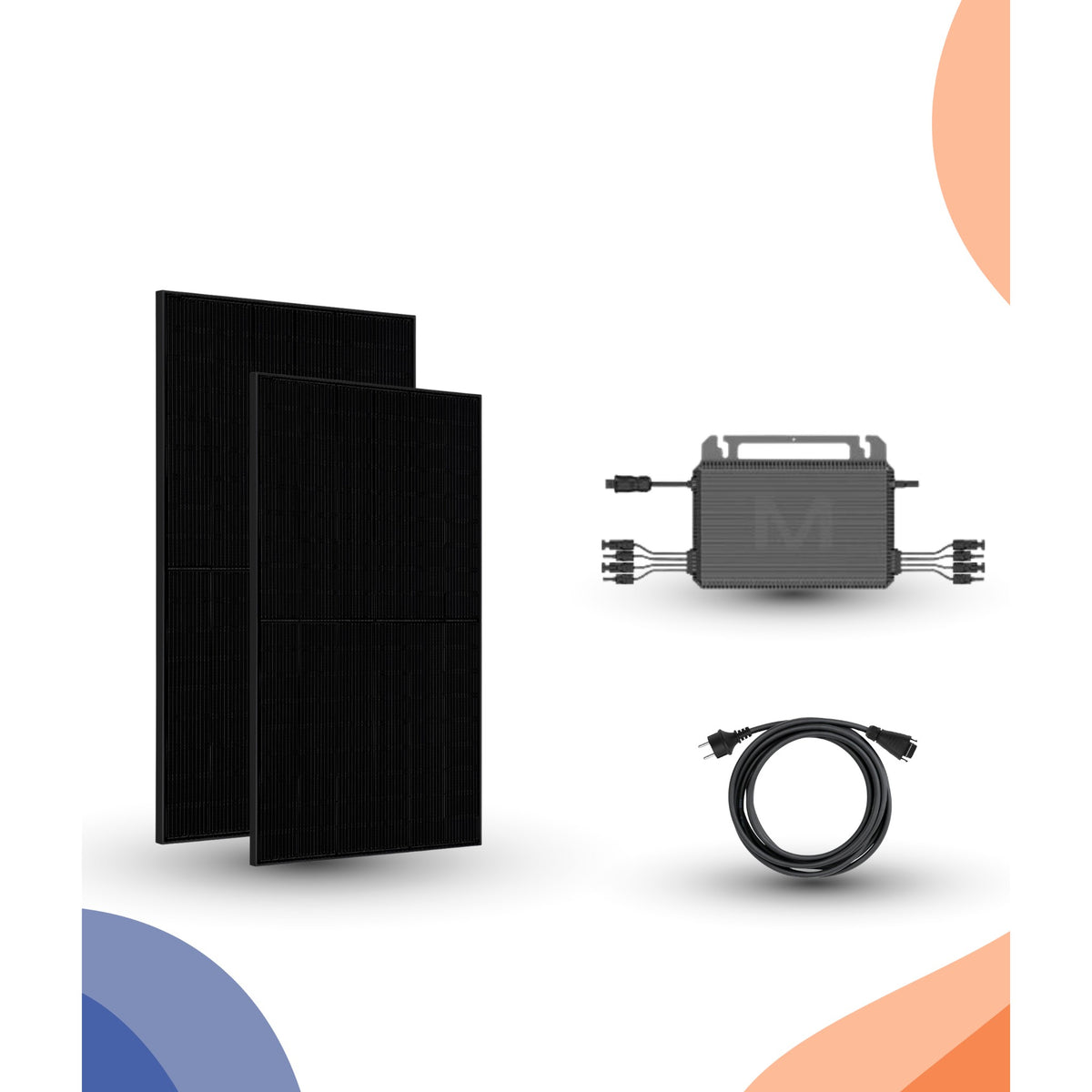 800W Plug en Play Zonnepaneel Pakket – 2 Panelen | Marstek Micro-Omvormer | Doe-het-Zelf Stopcontact