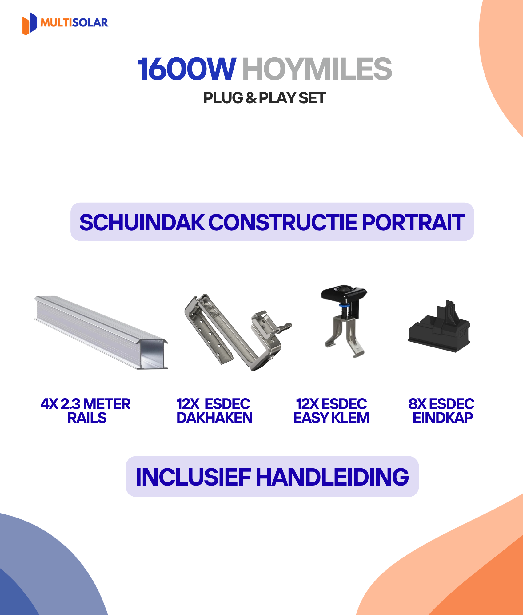 Système de panneaux solaires Hoymiles Plug &amp; Play – 4 panneaux (micro-onduleur, câblage et sous-structure inclus)