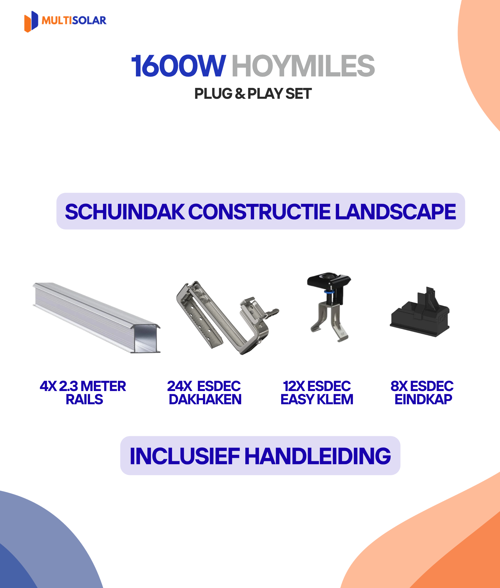Système de panneaux solaires Hoymiles Plug &amp; Play – 4 panneaux (micro-onduleur, câblage et sous-structure inclus)