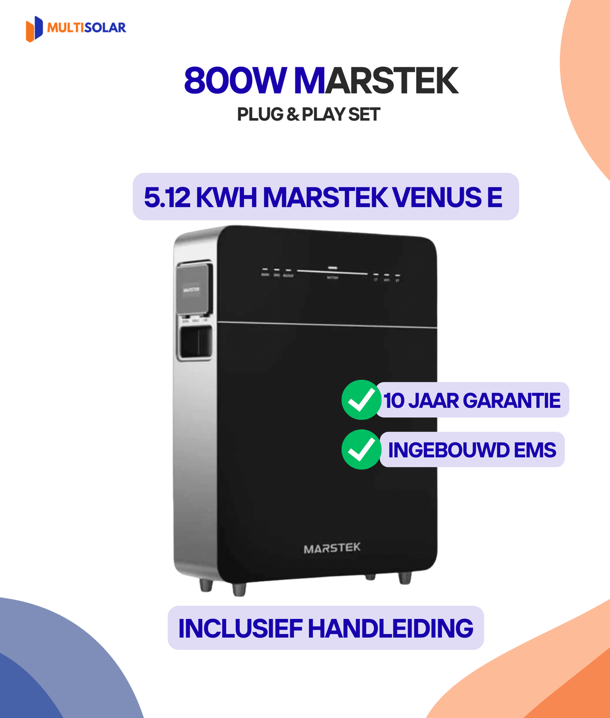 800W Marstek zonnepaneelpakket, optionele Marstek Venus E-thuisbatterij