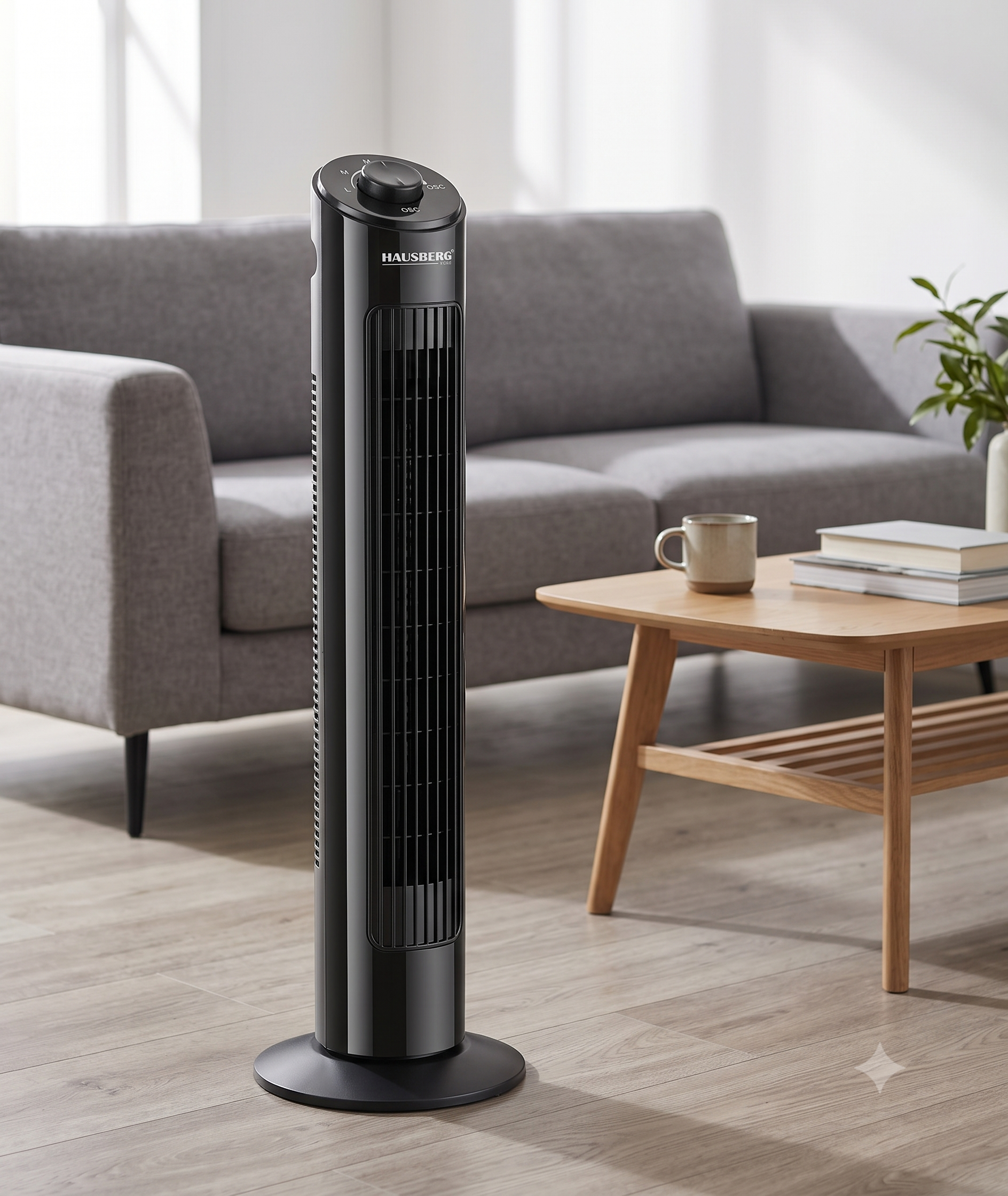 Hausberg HB-5950NG Torenventilator | 81 cm – 3 Snelheden & 3 Modi | Oscillatie | Zwart