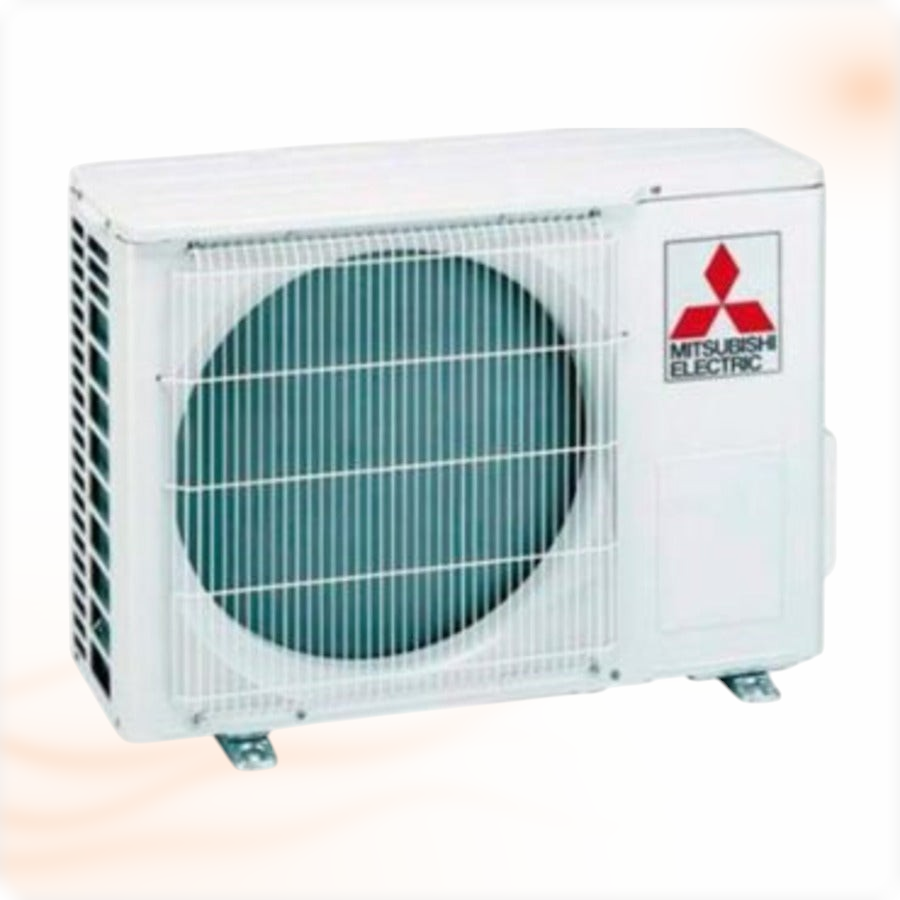 Mitsubishi Electric Compact airco set, buitenunit schuin vooraanzicht