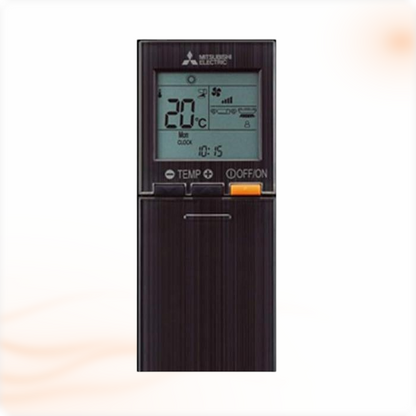 Zwarte afstandsbediening van de Mitsubishi Electric Diamond Onyx Black