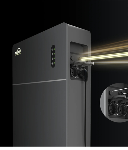 TSUN Solartrunk stekkerbatterij 5 kWh, zijkant met aansluitingen