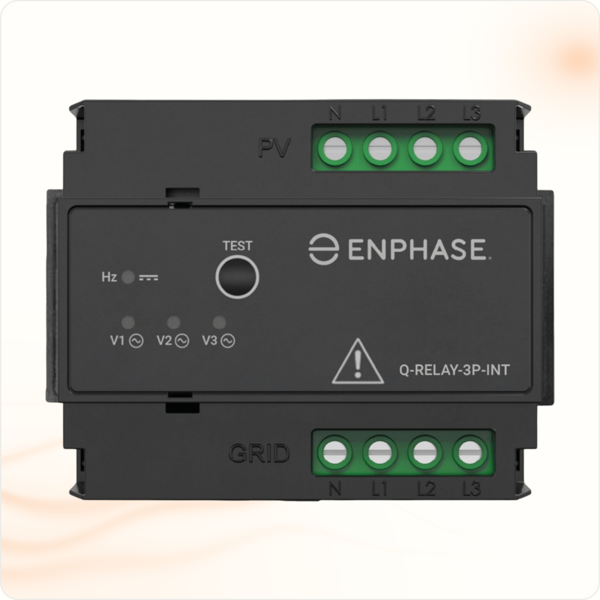 Multi Solar Enphase 3-phase external relay for solar energy systems with test button and status indicators