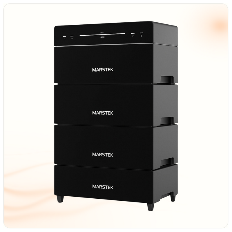 Multi Solar Marstek Venus A modular home battery system with 8.48 kWh capacity in a sleek black stackable design.