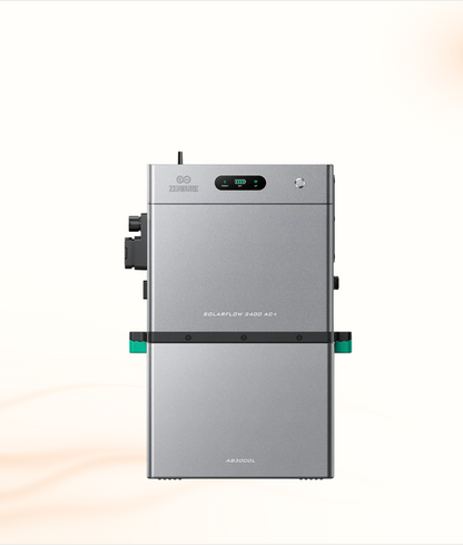 Multi Solar Zendure SolarFlow 2400 AC+ home battery unit in grey with LED display and modular design