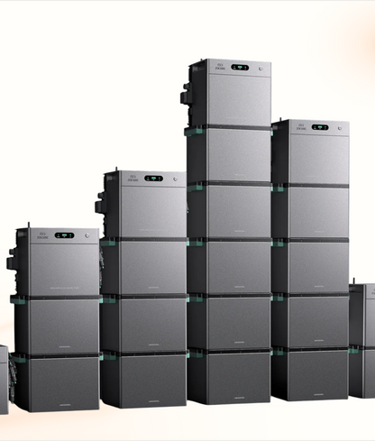 Multi Solar Zendure SolarFlow 2400 AC+ modular home battery system with stacked AB3000L units in grey finish
