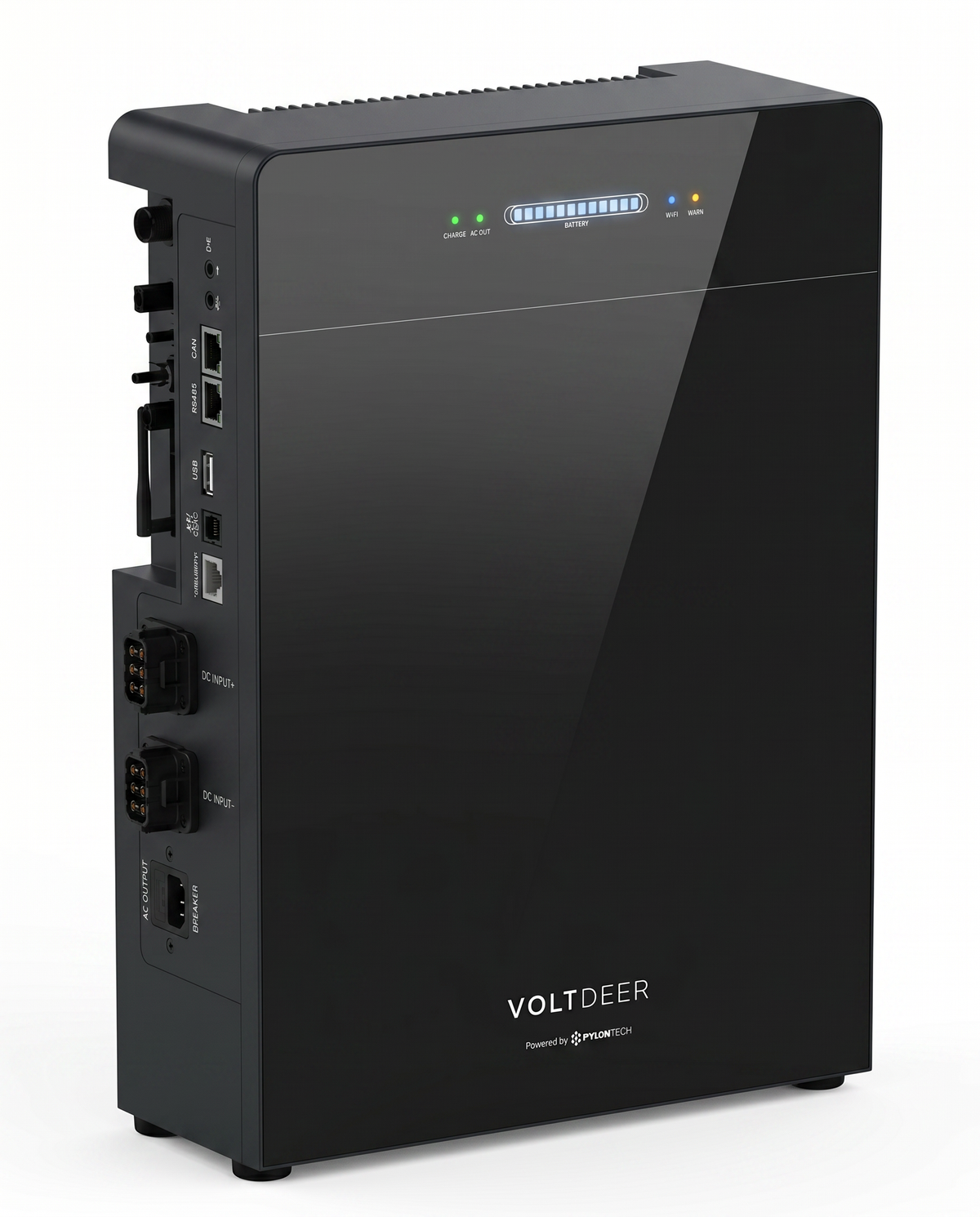 Voltdeer SR5000 stekkerbatterij 5,12 kWh, zijkant met aansluitingen